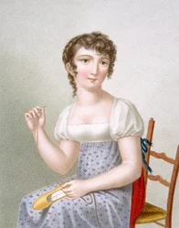 De borduurster, gegraveerd door Duthe, ca. 1816